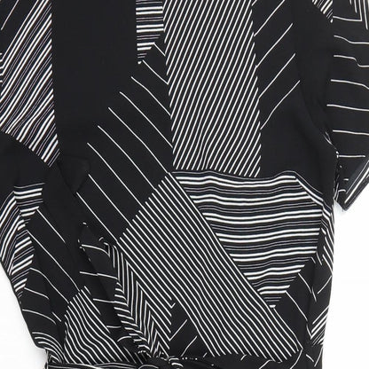 Primark Womens Black Geometric Polyester Sheath Size 8 Boat Neck Tie