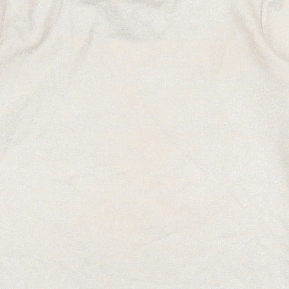 Papaya Womens Gold Polyester Basic T-Shirt Size 8 Boat Neck