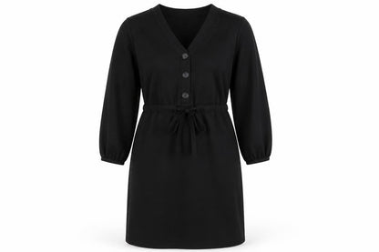 Primark Womens Black Polyester Pencil Dress Size 12 V-Neck Button