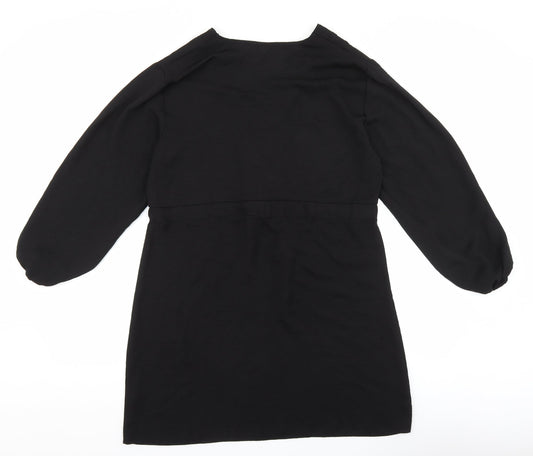 Primark Womens Black Polyester Pencil Dress Size 12 V-Neck Button