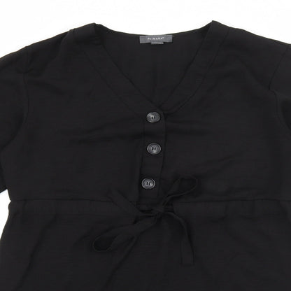 Primark Womens Black Polyester Pencil Dress Size 12 V-Neck Button