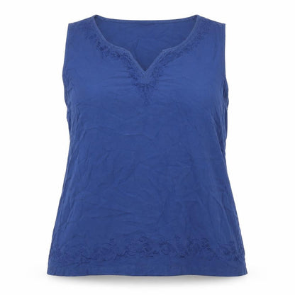 Womens UK Size 14 Joie de Vivre Blue Basic Tank