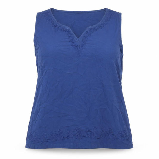 Womens UK Size 14 Joie de Vivre Blue Basic Tank