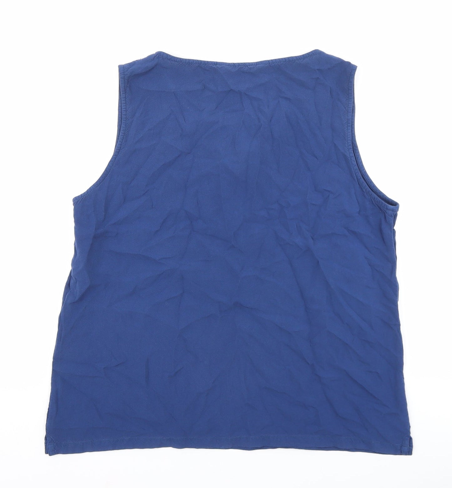 Womens UK Size 14 Joie de Vivre Blue Basic Tank