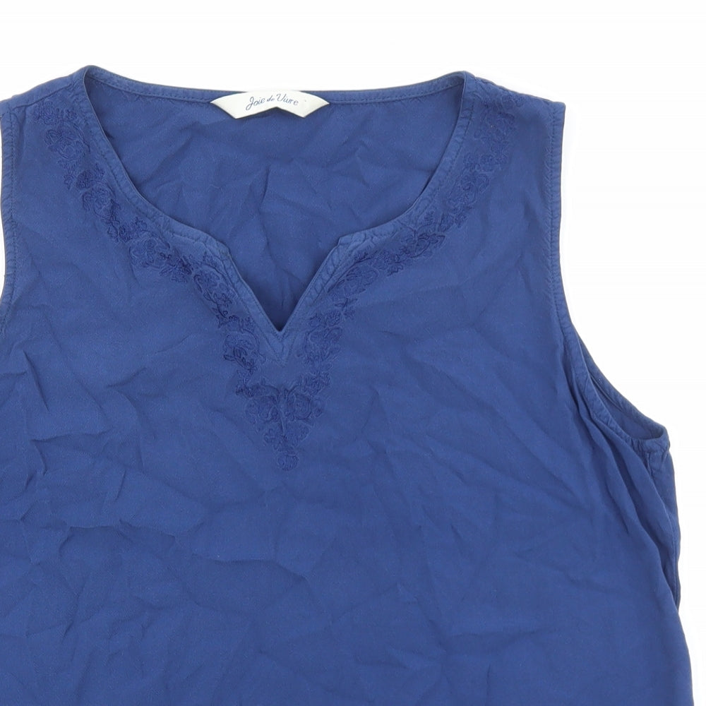 Womens UK Size 14 Joie de Vivre Blue Basic Tank
