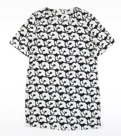 Glamorous Womens Black Geometric Polyester Shift Size XS Boat Neck Zip