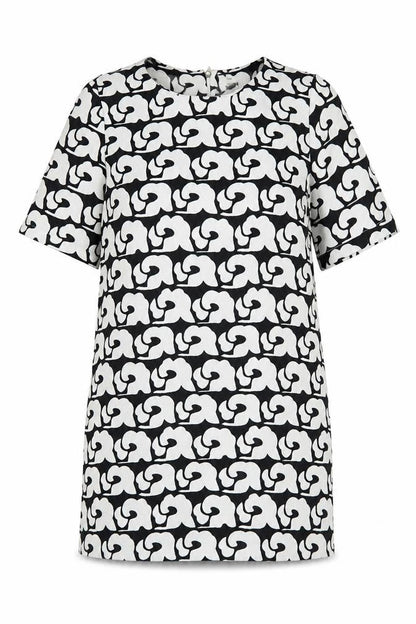 Glamorous Womens Black Geometric Polyester Shift Size XS Boat Neck Zip