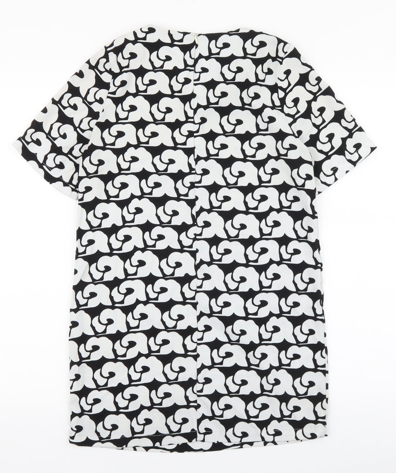 Glamorous Womens Black Geometric Polyester Shift Size XS Boat Neck Zip