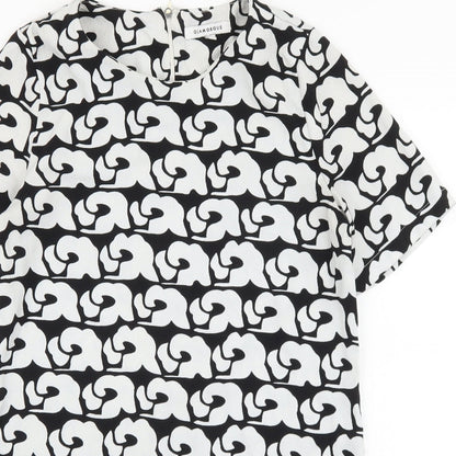 Glamorous Womens Black Geometric Polyester Shift Size XS Boat Neck Zip