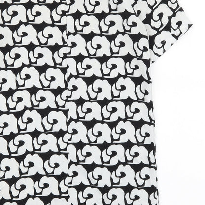 Glamorous Womens Black Geometric Polyester Shift Size XS Boat Neck Zip