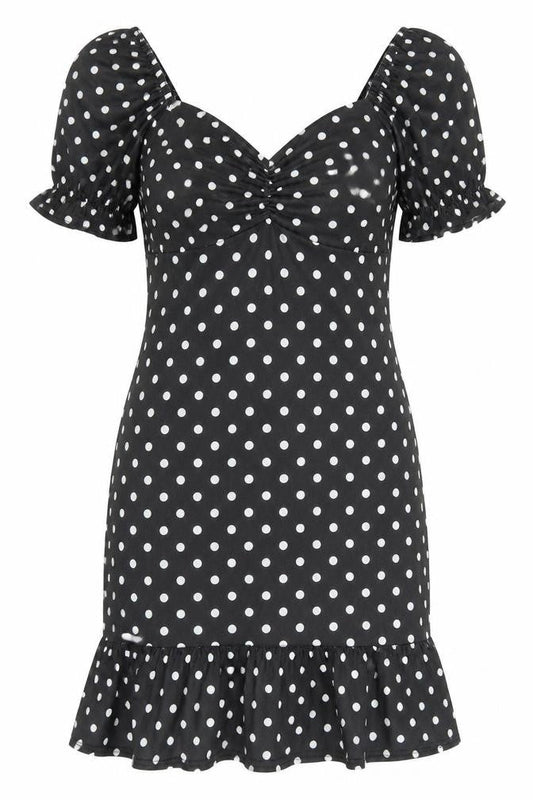 Somebody Else Womens Black Polka Dot Polyester Pencil Dress Size M V-Neck Pullover