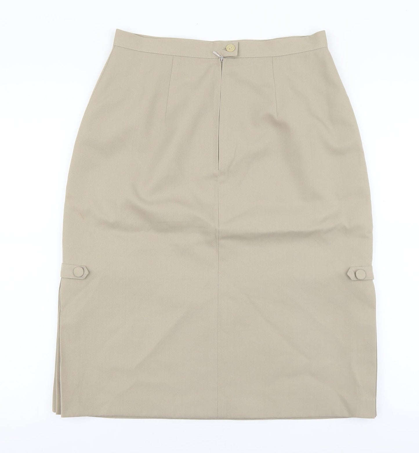 Pola Womens Beige Polyester Straight & Pencil Skirt Size 14 Zip