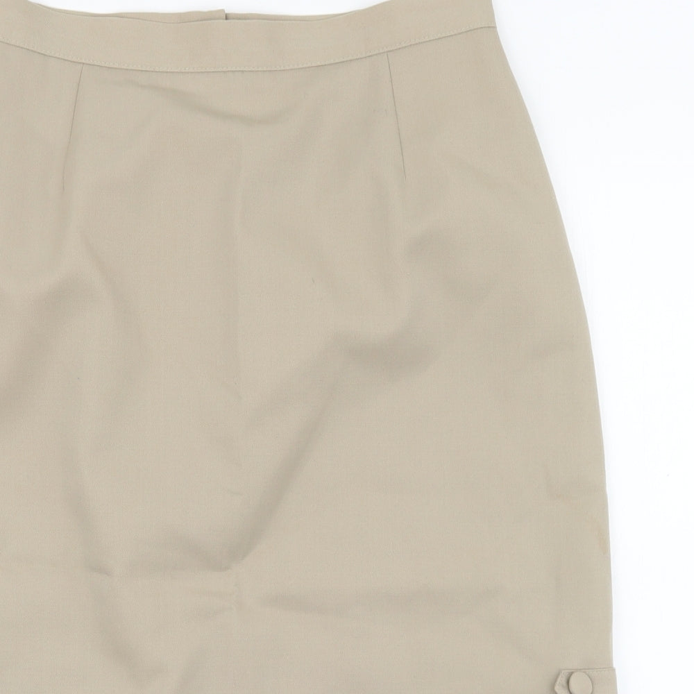 Pola Womens Beige Polyester Straight & Pencil Skirt Size 14 Zip