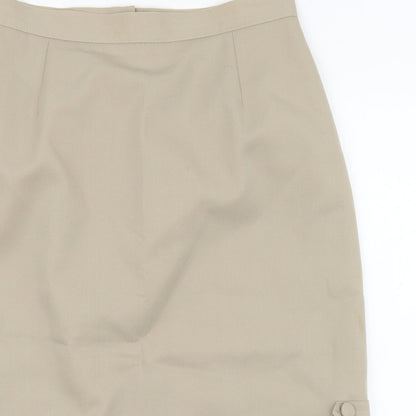 Pola Womens Beige Polyester Straight & Pencil Skirt Size 14 Zip