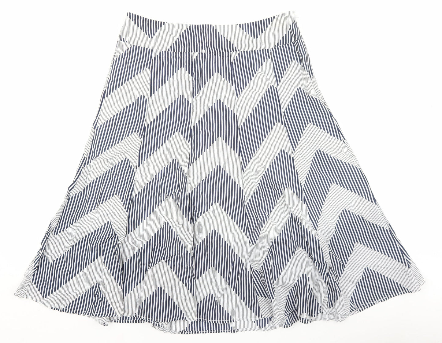 Coast Womens Blue Geometric Cotton A-Line Skirt Size 12 Zip