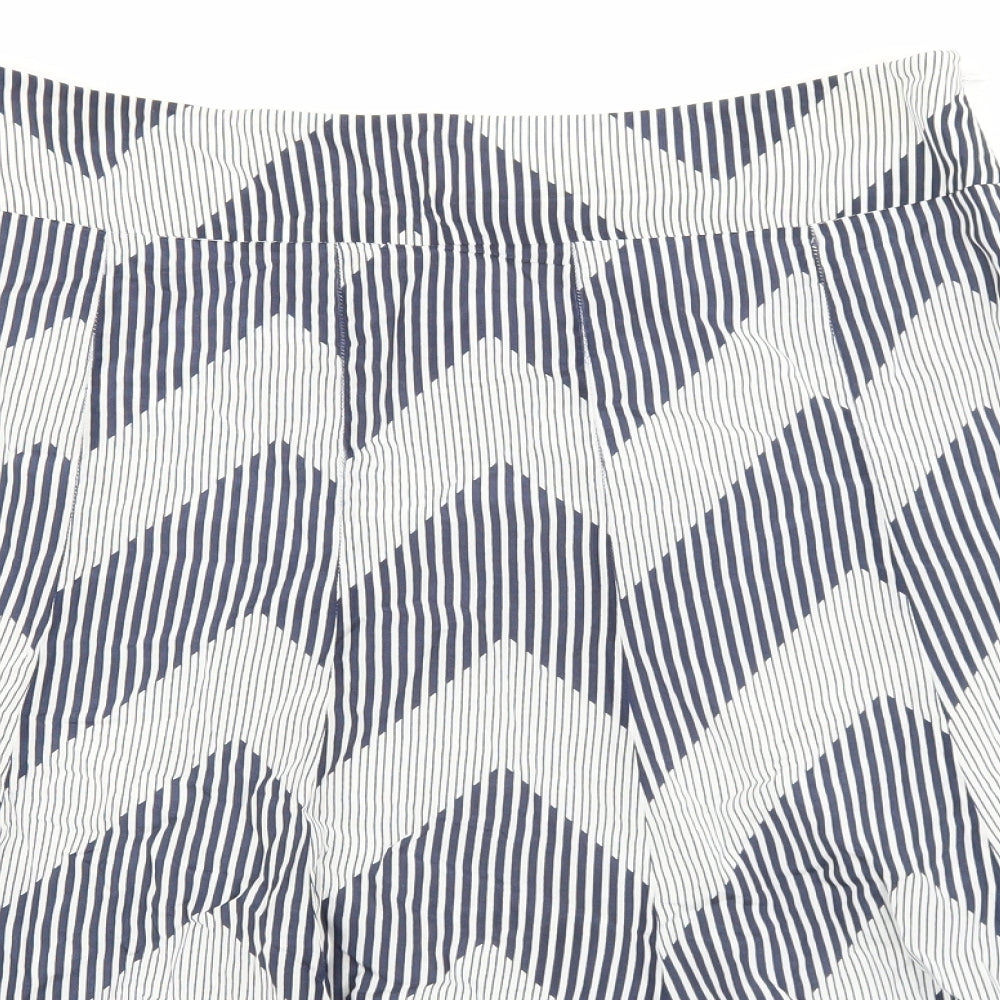 Coast Womens Blue Geometric Cotton A-Line Skirt Size 12 Zip