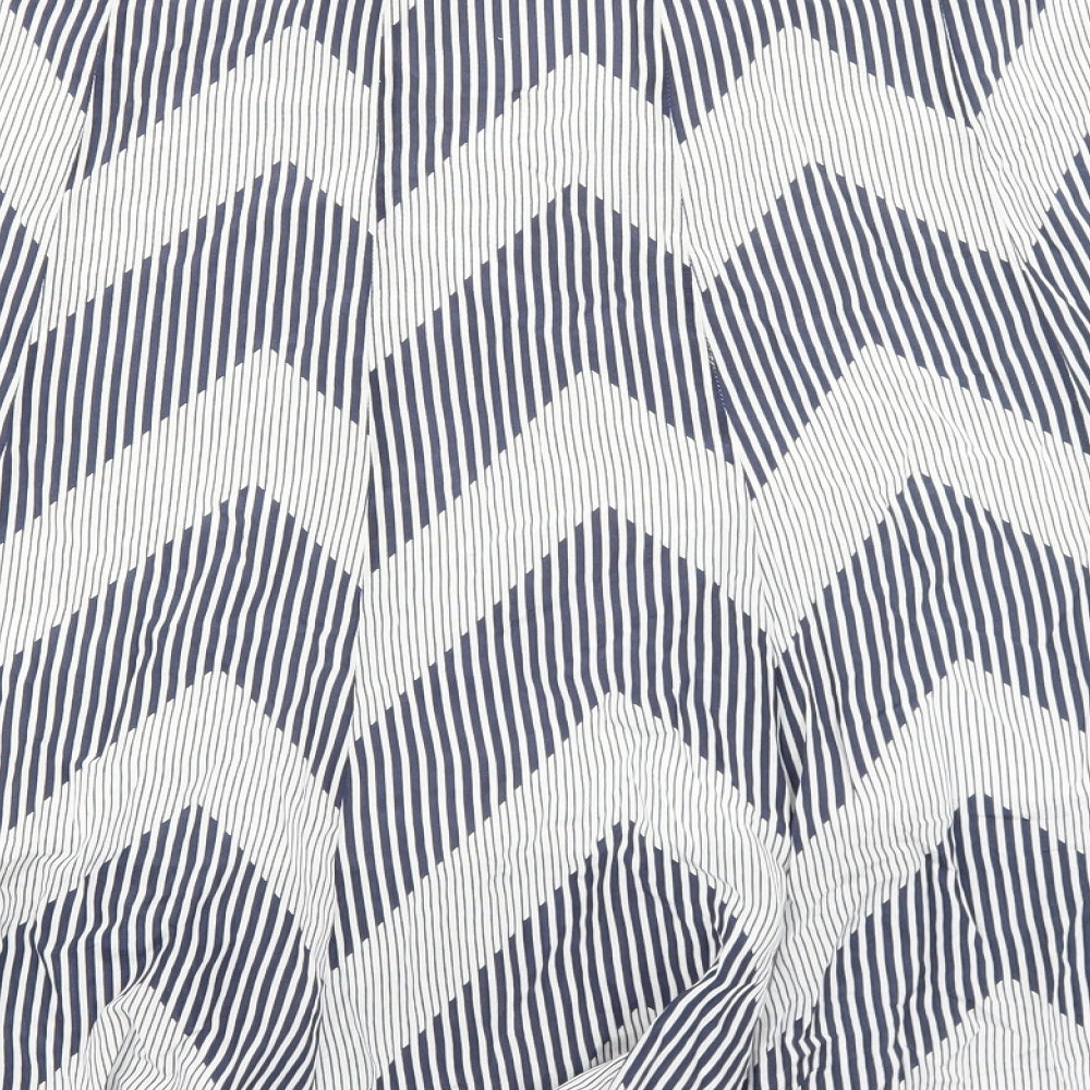 Coast Womens Blue Geometric Cotton A-Line Skirt Size 12 Zip