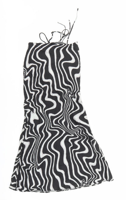 Zara Womens Black Geometric Polyester A-Line Size S Square Neck Tie