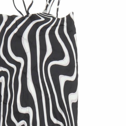 Zara Womens Black Geometric Polyester A-Line Size S Square Neck Tie