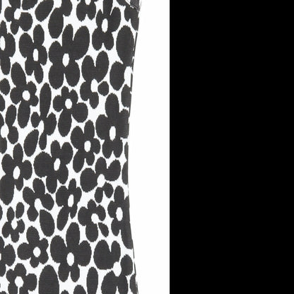 H&M Womens Black Floral Polyester Bodycon Size 2XS Roll Neck Pullover