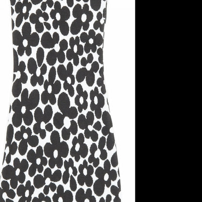 H&M Womens Black Floral Polyester Bodycon Size 2XS Roll Neck Pullover