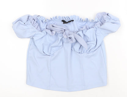 Womens UK Size 14 New Look Blue Cropped Blouse