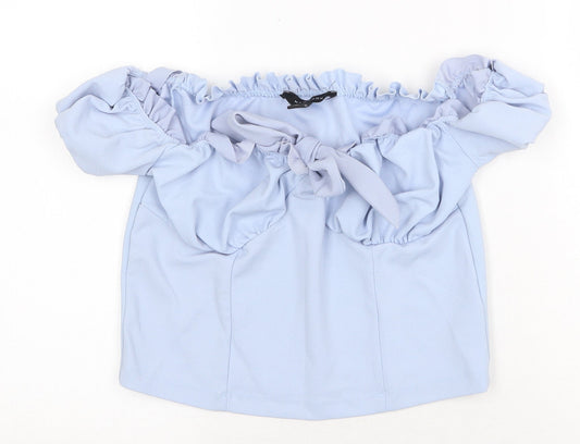 Womens UK Size 14 New Look Blue Cropped Blouse