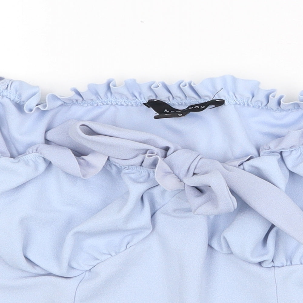 Womens UK Size 14 New Look Blue Cropped Blouse