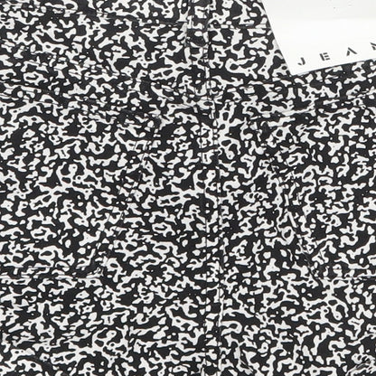 American Apparel Womens Black Animal Print Cotton Hot Pants Shorts Size 26 in Regular Zip