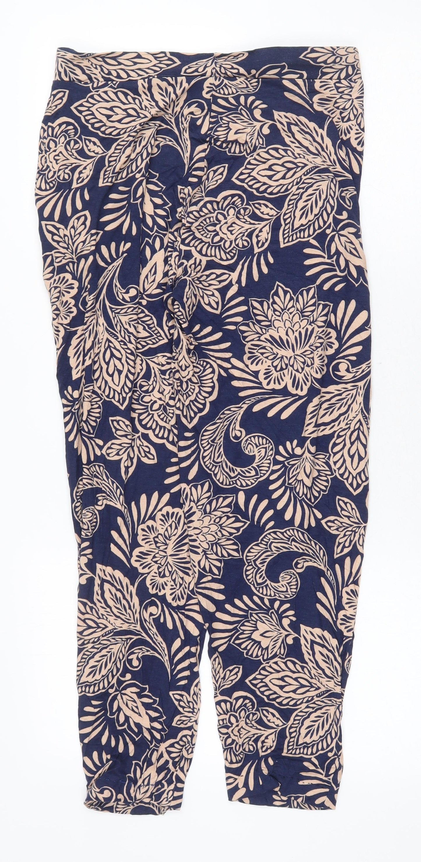 Matalan Womens Blue Geometric Viscose Trousers Size 10 Regular