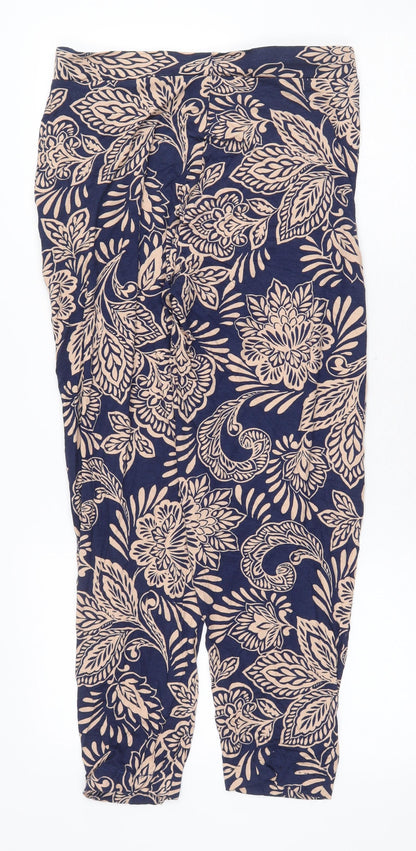 Matalan Womens Blue Geometric Viscose Trousers Size 10 Regular