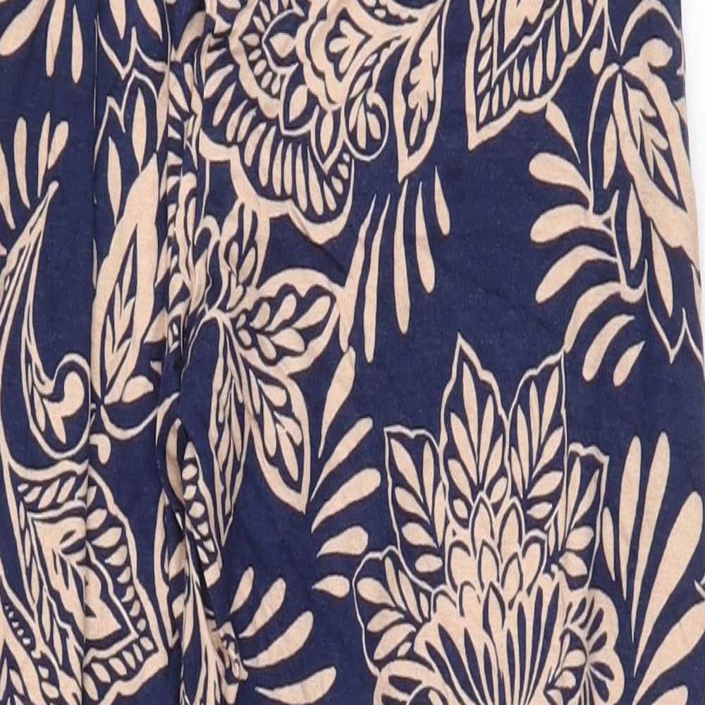 Matalan Womens Blue Geometric Viscose Trousers Size 10 Regular