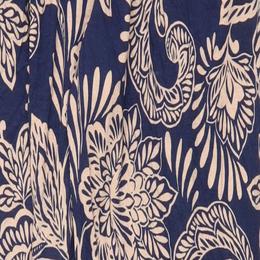 Matalan Womens Blue Geometric Viscose Trousers Size 10 Regular