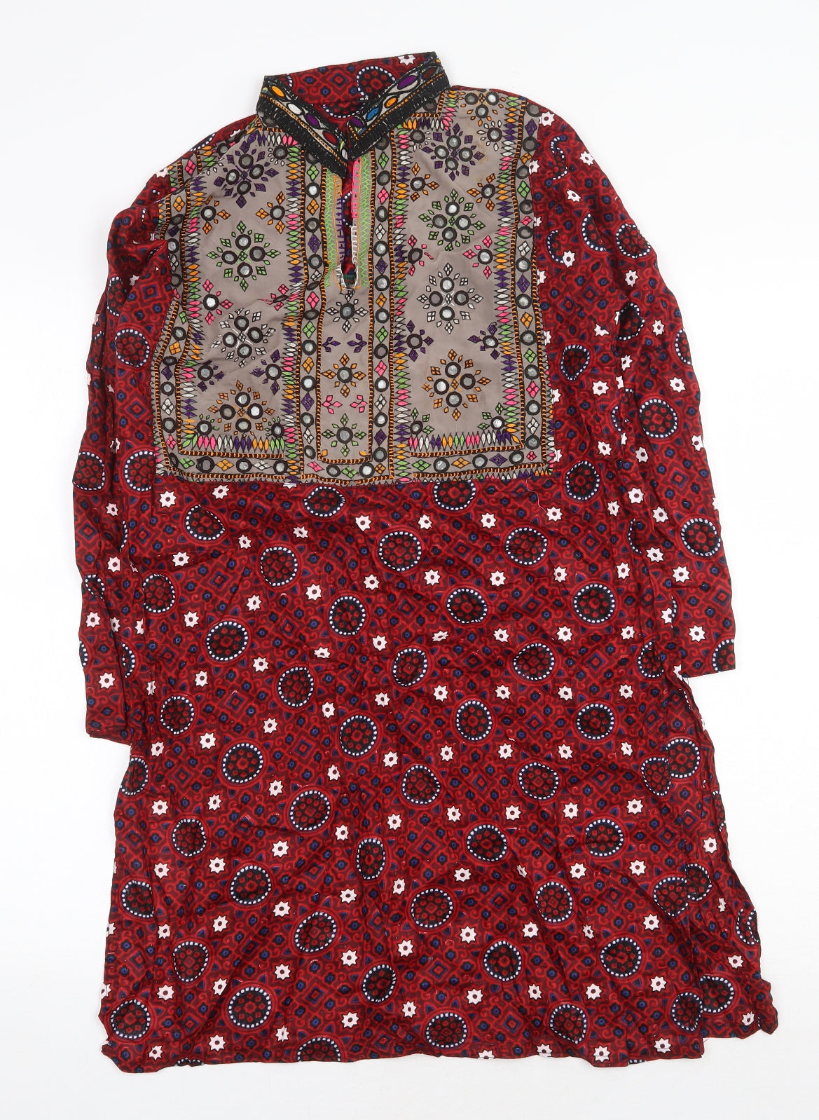 Womens UK Size 6 Preworn Red Tunic Blouse