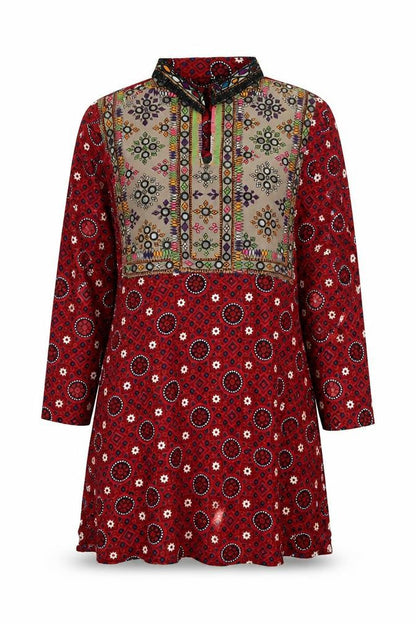 Womens UK Size 6 Preworn Red Tunic Blouse