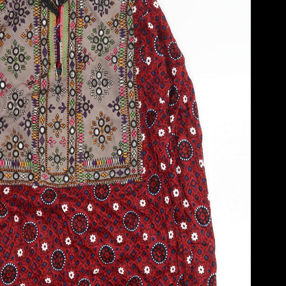 Womens UK Size 6 Preworn Red Tunic Blouse