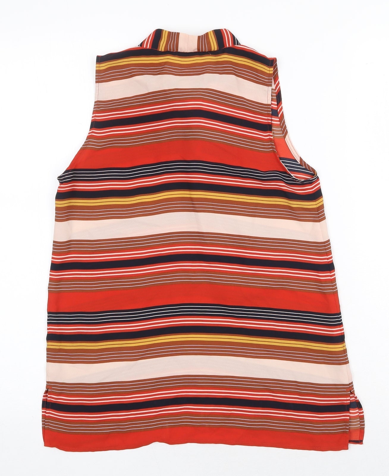 LOFT Womens Multicoloured Striped Polyester Basic Tank Size 2XS Round Neck