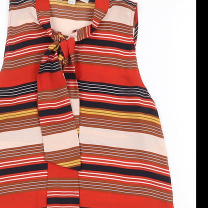 LOFT Womens Multicoloured Striped Polyester Basic Tank Size 2XS Round Neck