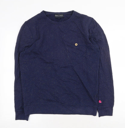 Shore Leave Womens Blue Cotton Pullover Sweatshirt Size M Pullover - Heart Detail