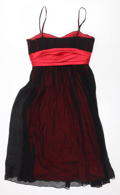 Libra Womens Black Silk A-Line Size 10 Sweetheart Zip - Brooch