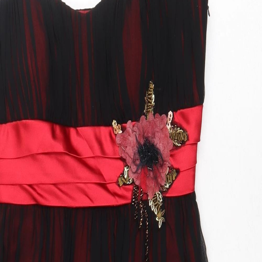 Libra Womens Black Silk A-Line Size 10 Sweetheart Zip - Brooch