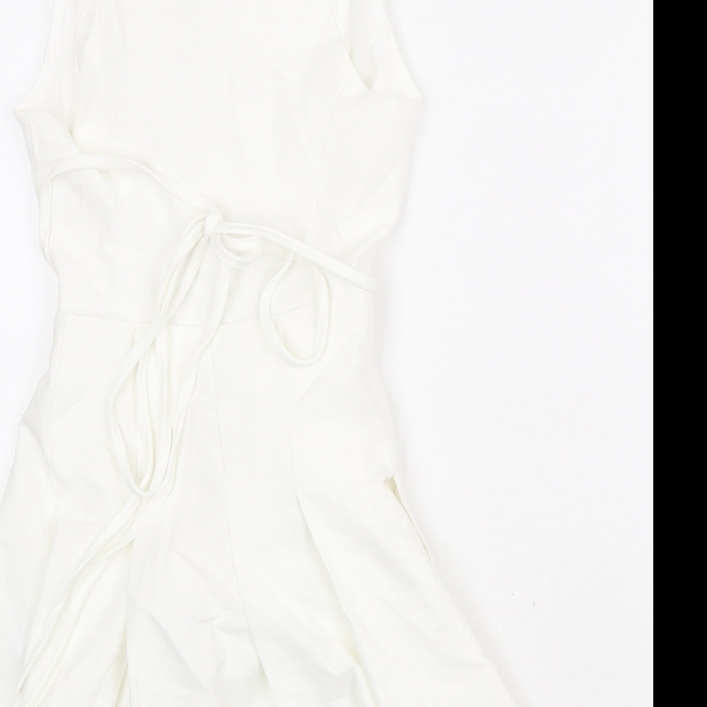 Bershka Womens White Polyester Mini Size XS Collared Zip