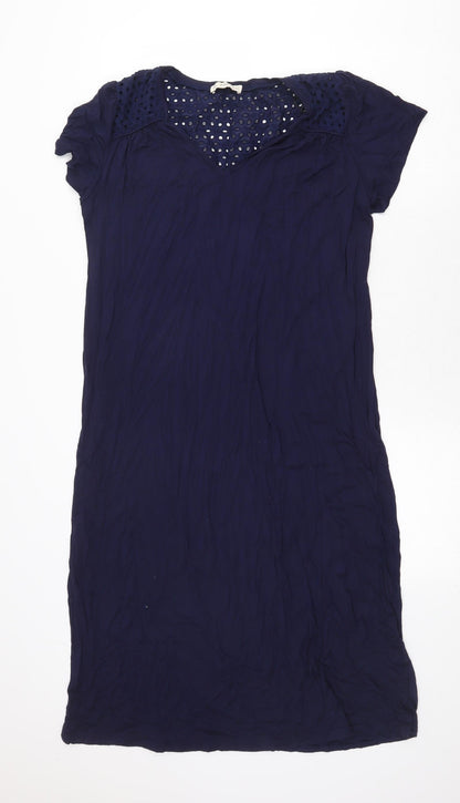 F&F Womens Blue Polyester Shift Size 12 V-Neck Pullover