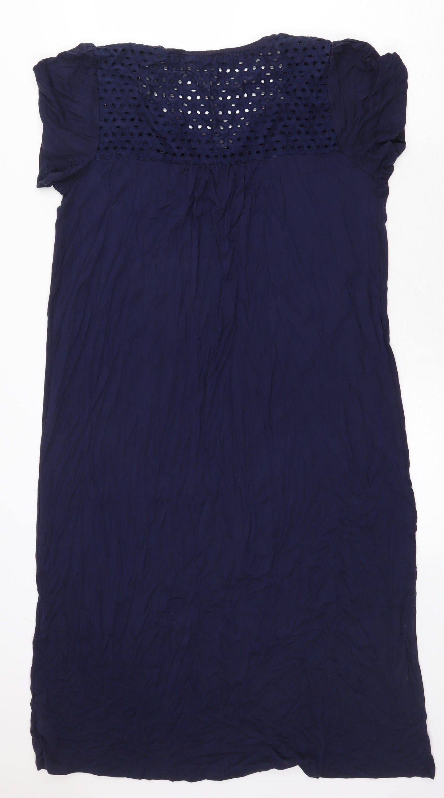 F&F Womens Blue Polyester Shift Size 12 V-Neck Pullover