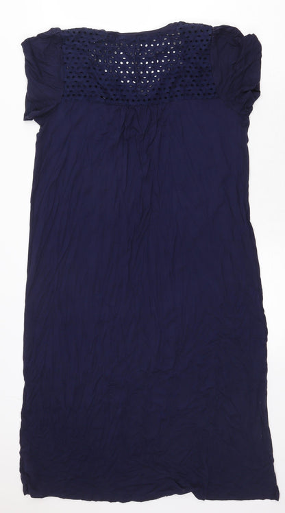 F&F Womens Blue Polyester Shift Size 12 V-Neck Pullover