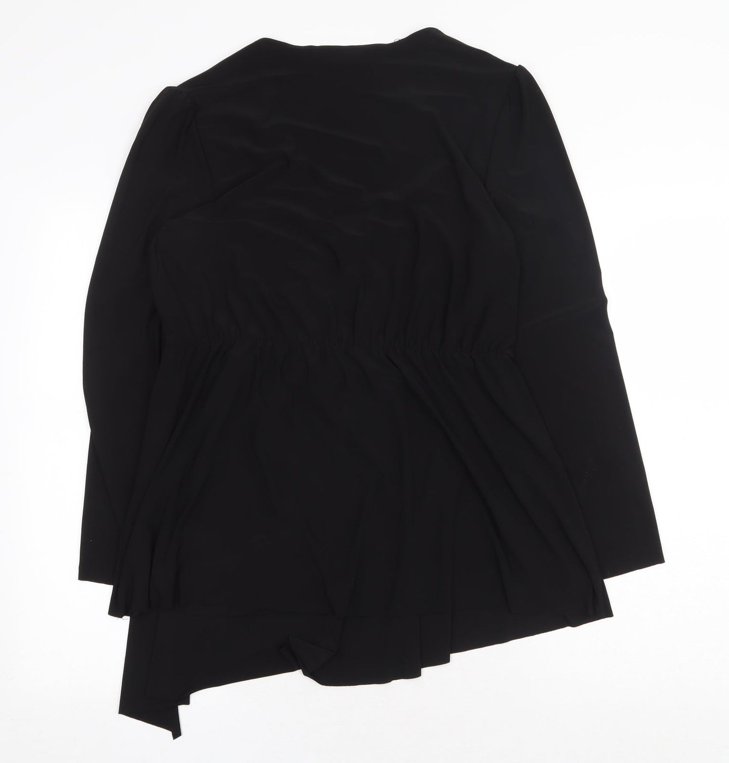 Woman Womens Black Polyester Skater Dress Size 10 V-Neck Tie