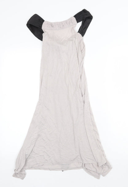 Mise Womens Grey Polyester Trapeze & Swing Size 8 Scoop Neck Pullover