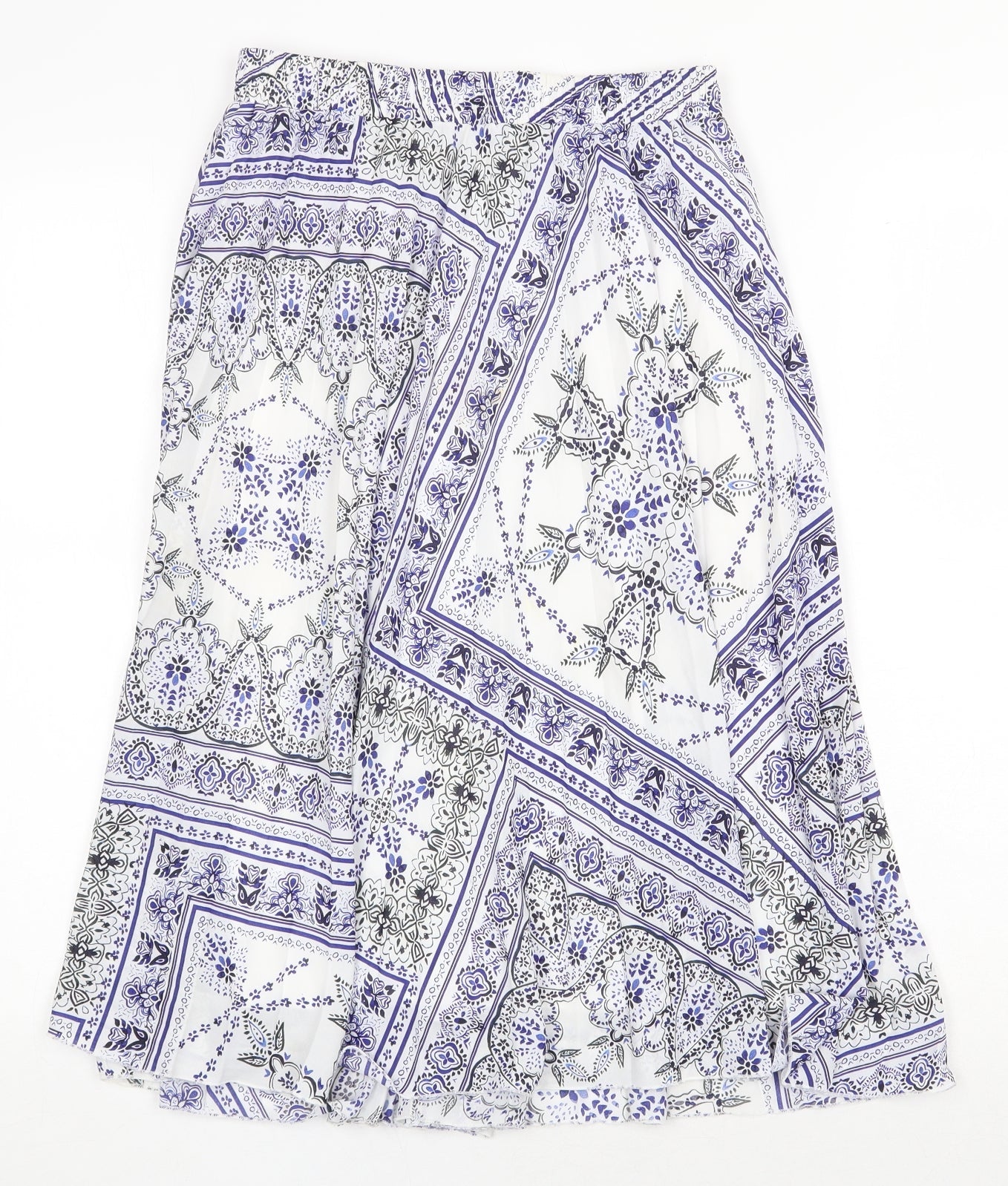 H&M Womens Blue Geometric Polyester A-Line Skirt Size 8