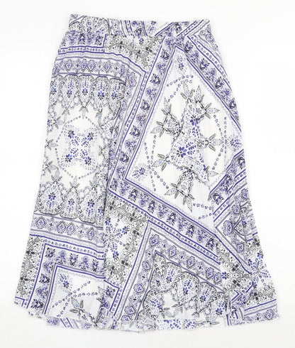 H&M Womens Blue Geometric Polyester A-Line Skirt Size 8