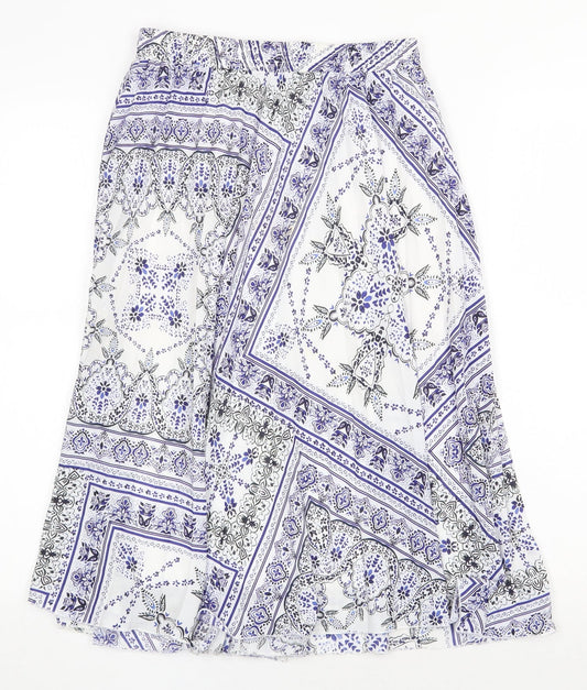 H&M Womens Blue Geometric Polyester A-Line Skirt Size 8